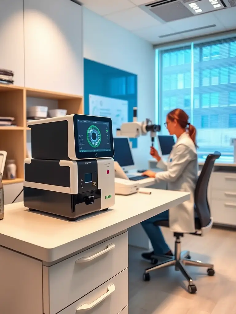 An image showcasing the AI Fundus Analysis equipment in use, highlighting its advanced technology and user-friendly interface.